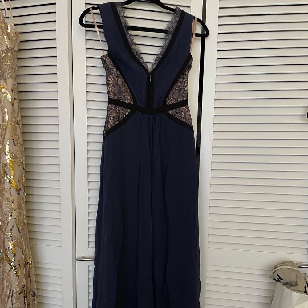 BCBG Navy Lace Evening Gown